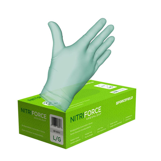 ForceField Nitriforce Greenleaf Disposable Examination Gloves - Large - 100 Pack