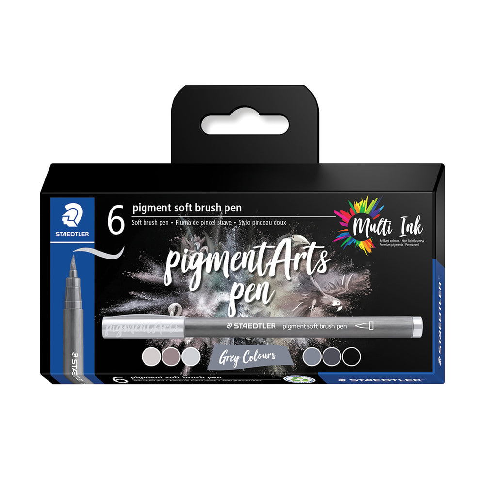 Pinceau Staedtler Pigment Art - Gris - Lot de 6
