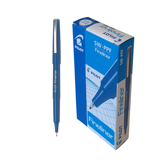 Pilot Fineliner Marker Pens, 1.2mm, Blue, 12 Pack
