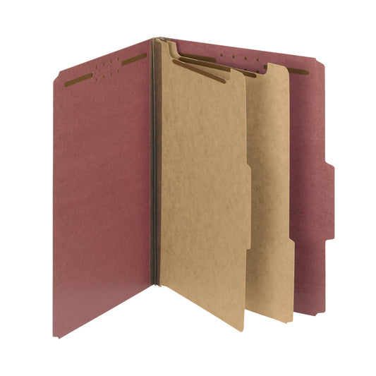 Chemises de classement Smead en carton 100 % recyclé avec 2 intercalaires – Rouge – Format lettre – 25 pt – Extension 2 po – Paquet de 10