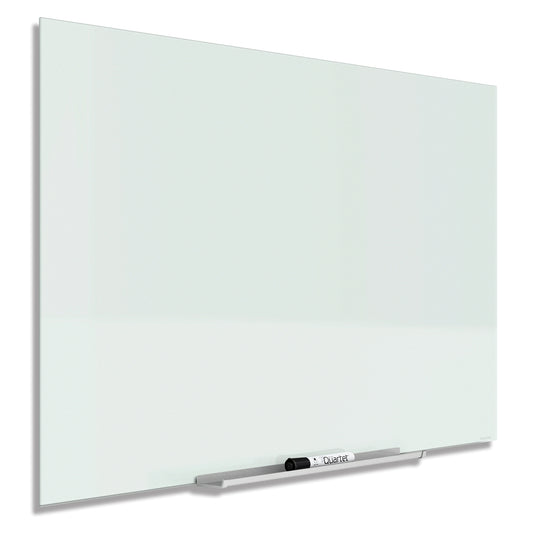 Tableau magnétique effaçable à sec Quartet InvisaMount en verre - 74" x 42" - Blanc
