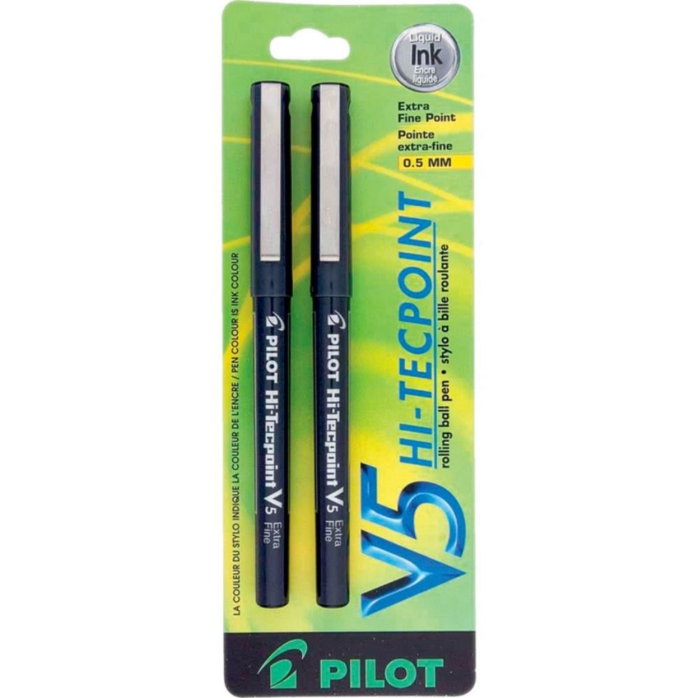 Stylo roller Pilot Hi-Tecpoint V5 0,5 mm noir, 2 par paquet