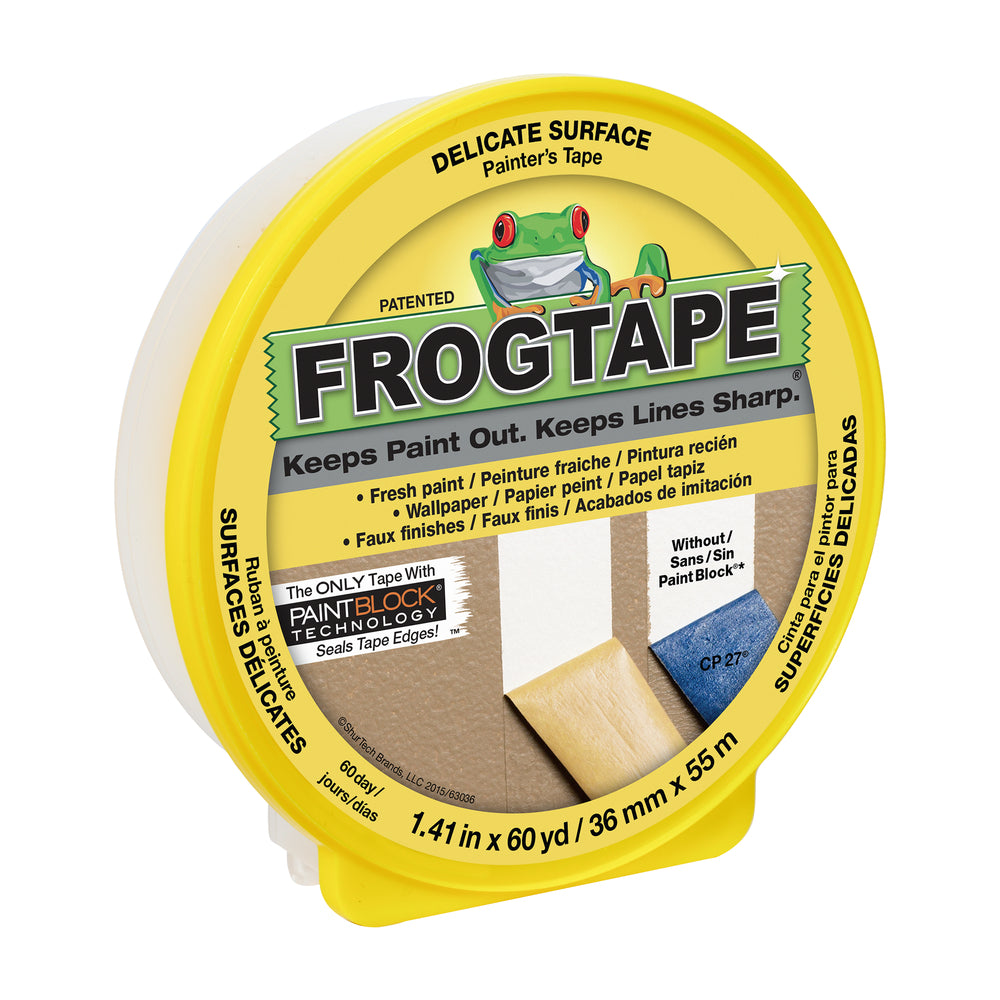 Ruban adhésif FrogTape pour surfaces délicates – 3,6 cm x 55 m – Jaune