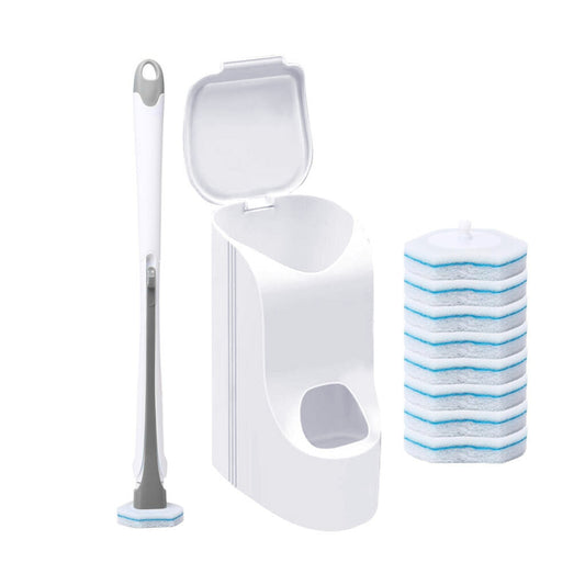 Globe Commercial Products Bowl Boss Touch-Free Toilet Scrubber Starter Full Kit - White