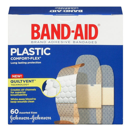 BAND-AID Brand COMFORT-FLEX Plastic Bandages, Assorted, 60 Pack