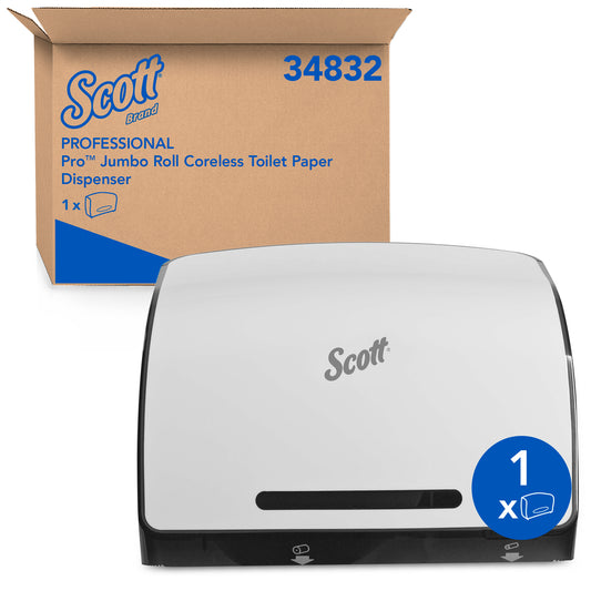 Distributeur de papier toilette sans mandrin Scott Pro Jumbo Roll (JRT) (34832) - Blanc