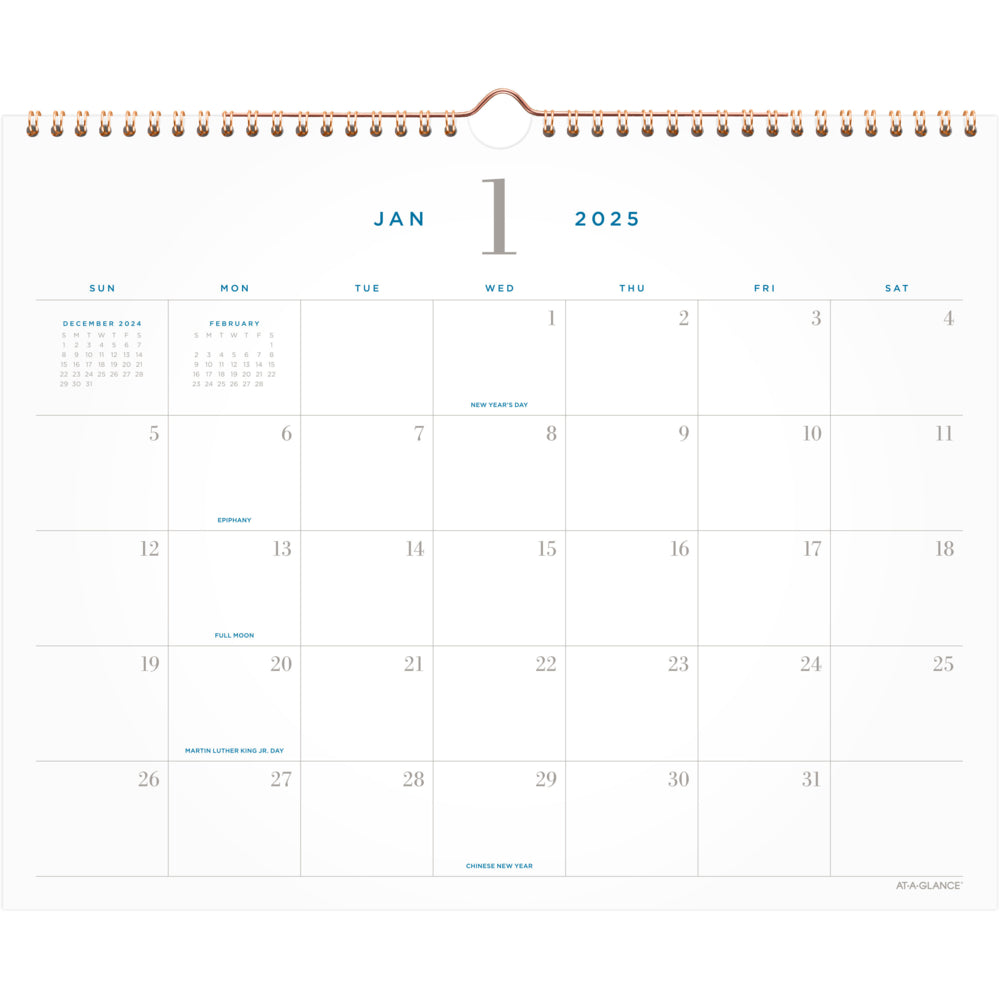 Calendrier mural mensuel Signature 2025 en un coup d'œil - 29,7 cm (H) x 37,7 cm (L) - Anglais