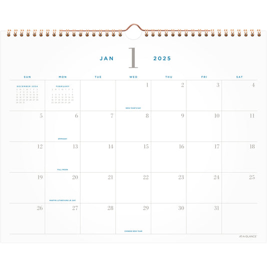 AT-A-GLANCE 2025 Signature Monthly Wall Calendar - 11-7/8" H x 14-7/8" W - English