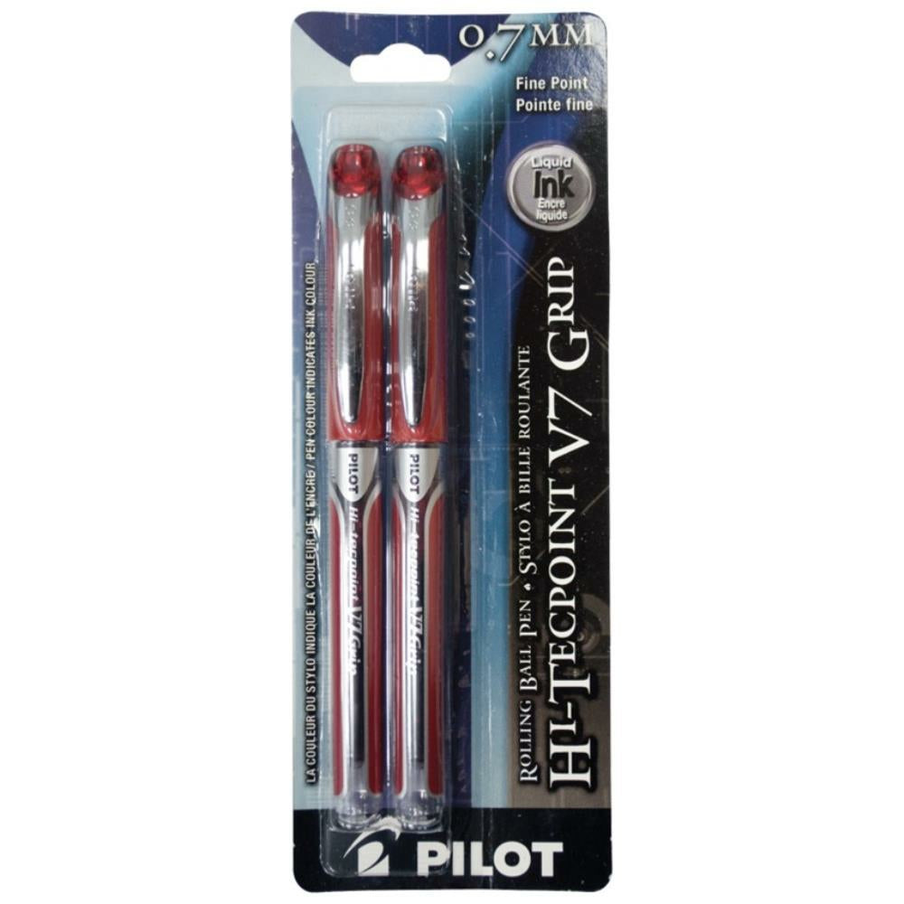 Pilot Hi-Tecpoint Grip Liquid Ink Rollerball Pen 0.7 mm Red, 2 per package