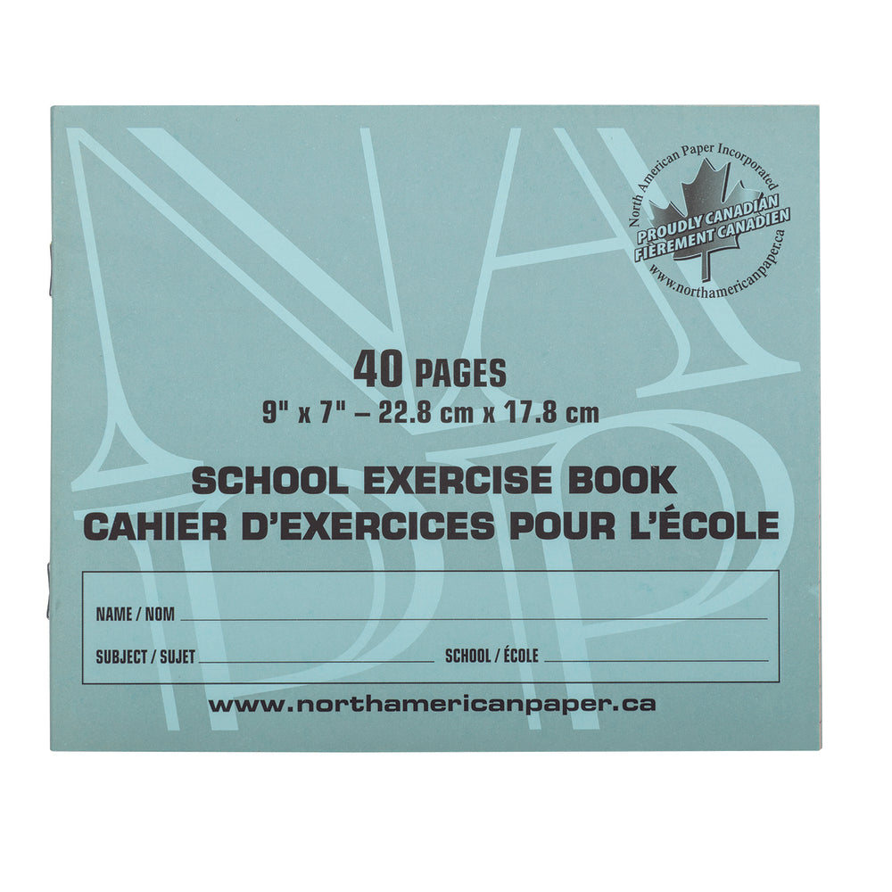 Cahiers d'exercices North American Paper Inc. - 9" x 7" - RBBR 7/16" - 40 pages - Paquet de 25