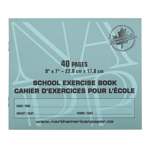 Cahiers d'exercices North American Paper Inc. - 9" x 7" - RBBR 7/16" - 40 pages - Paquet de 25