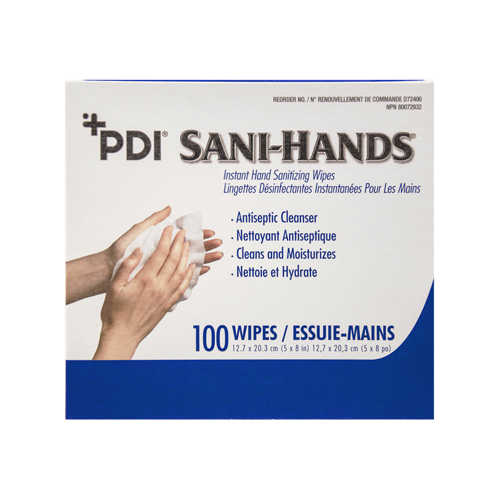 Lingettes désinfectantes instantanées pour les mains Wasip Sani Hands - 100 lingettes