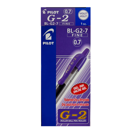 Pilot G2 Gel Ink Rolling Ball Pen - Fine Point - 0.7 mm - Purple - 12 Pack