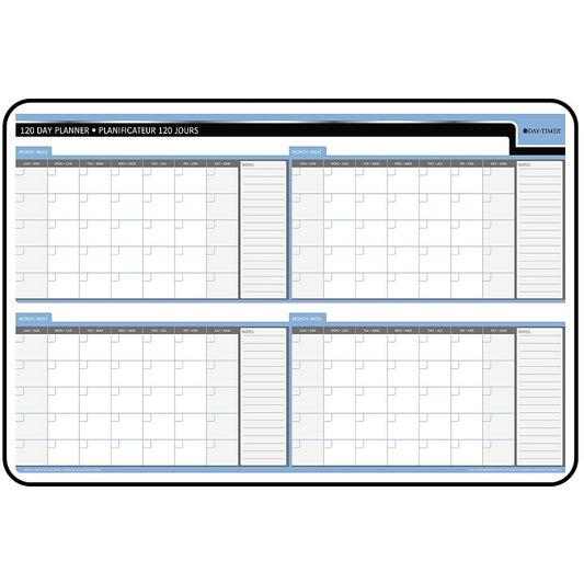 Agenda mural effaçable Day-Timer non daté de 120 jours - 24" x 36" - Bilingue