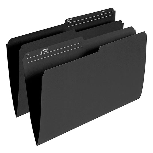 Chemises de classement Staples demi-coupe - Format lettre - Noir - Paquet de 100
