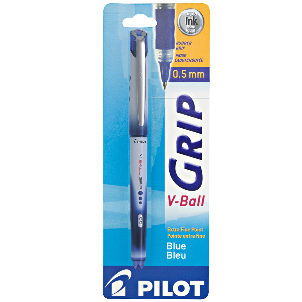 Stylo roller Pilot V-BALL GRIP - Pointe extra fine - 0,5 mm - Encre bleue - Lot de 10