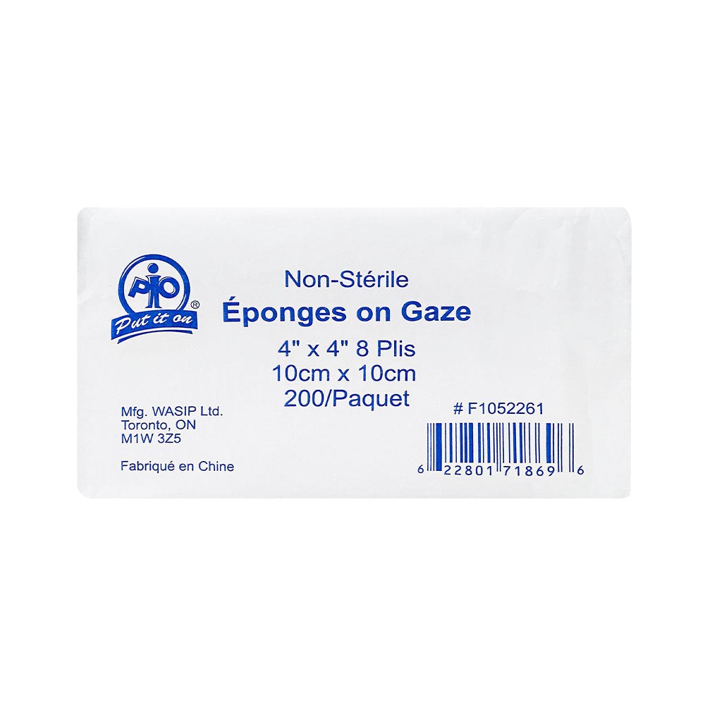 Wasip Gauze Sponges - 10cm x 10cm - 200 Pack
