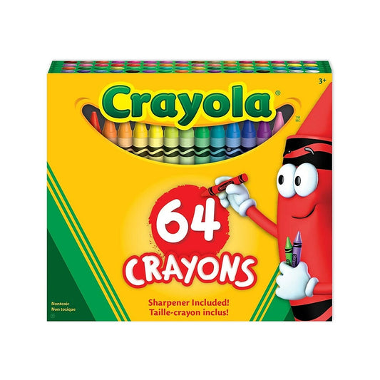 Crayola Crayons with Built-In Sharpener - Assorted Colours - 64 Pack