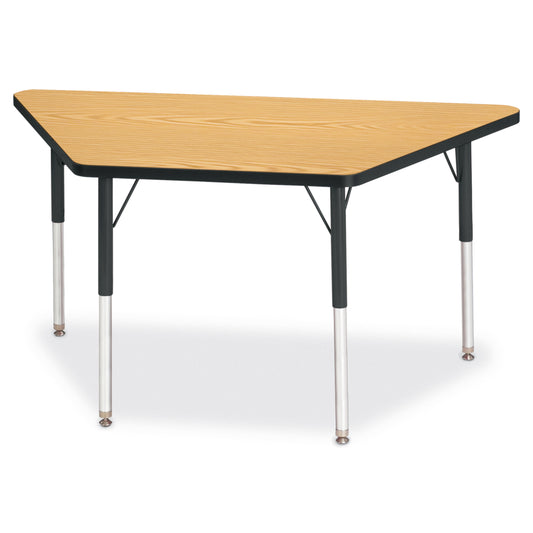 Jonti-Craft Berries Trapezoid Activity Tables - 24" x 48" - 24-31"H - Oak/Black