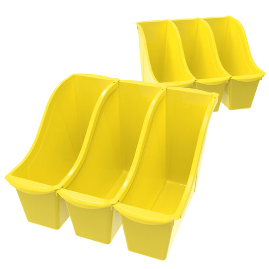 Storex Small Book Bin - Yellow - 6 Pack