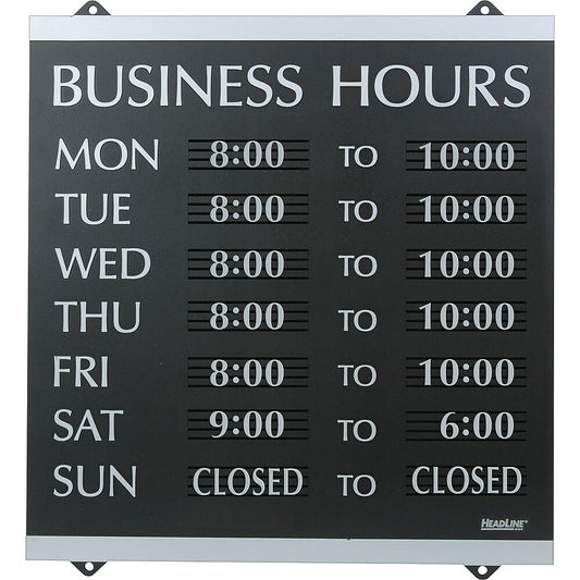 Panneau Headline Sign Century Series « Heures d'ouverture », 14" x 13"