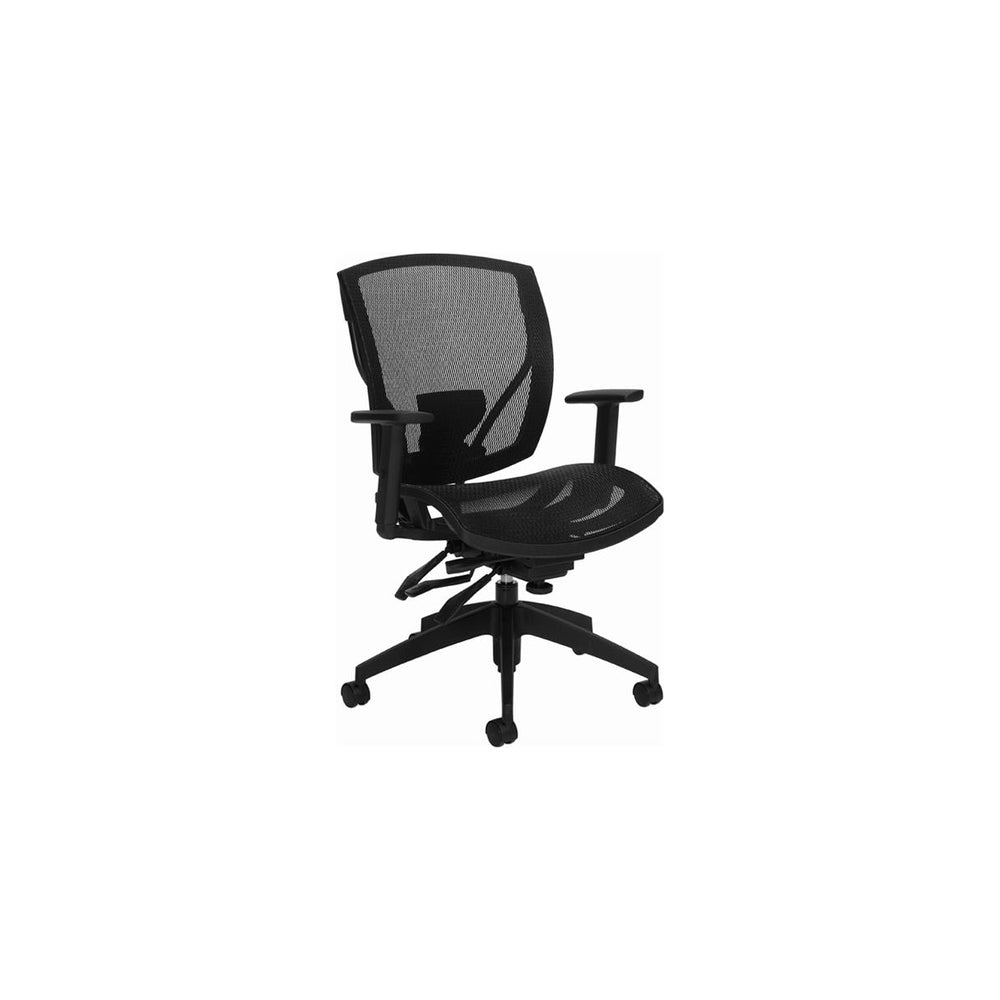 Fauteuil multi-bascules Global Ibex 39,5" à dossier moyen avec assise et dossier en maille - Noir