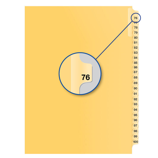 Legal Exhibit Dividers Buff #76, Letter Size, Pack of 25