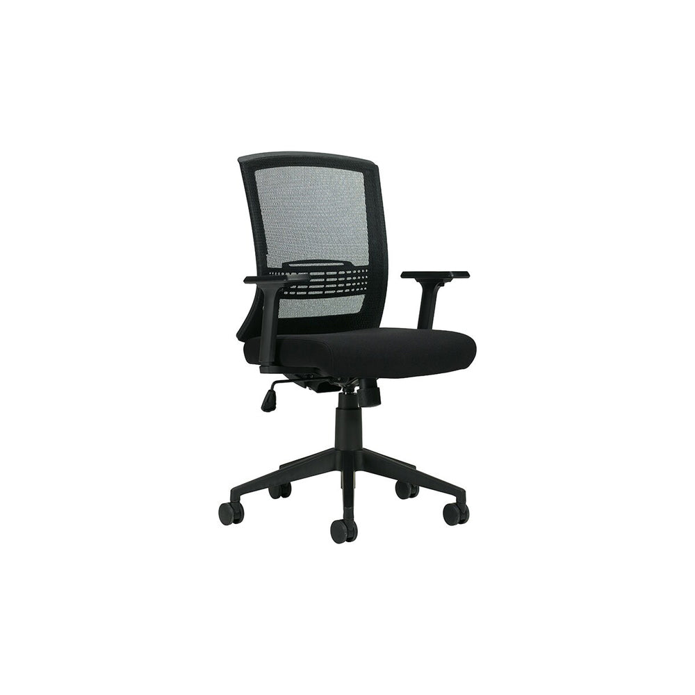 Fauteuil Global Toma 40" à basculement synchronisé et dossier mi-hauteur avec dossier en maille - Noir