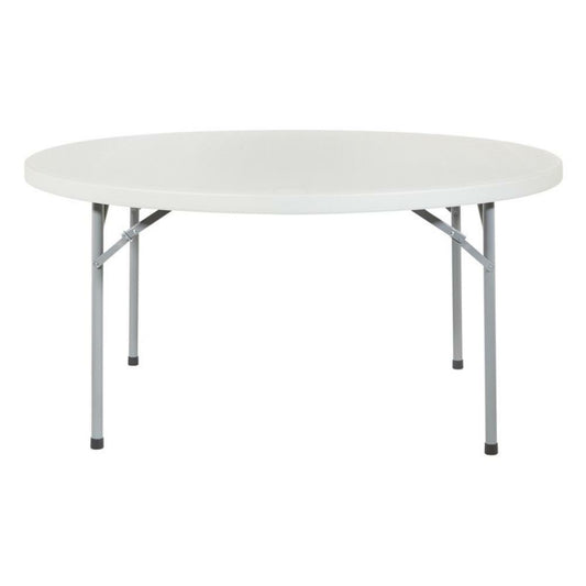 60' round resin folding table light grey