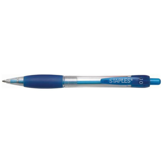 Stylo à bille rétractable Staples - Pointe moyenne - 1,0 mm - Encre bleue