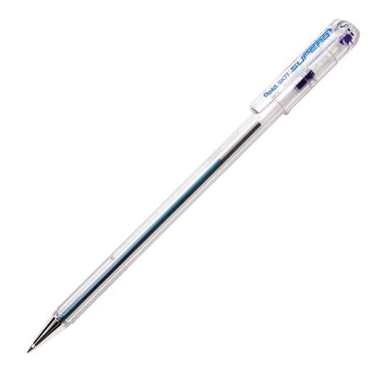 Stylo à bille Pentel Superb - 0,7 mm - Corps bleu transparent - Encre bleue