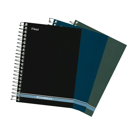 Carnet de poche personnel Cambridge à spirales - 17,8 x 12,7 cm - Larges lignes - 140 feuilles - Couleurs assorties