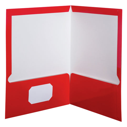 Oxford Showfolio High-Gloss Laminated Twin Pocket Portfolio, Letter Size, Red