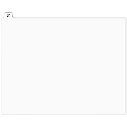 Onglets d'indexation numérique Apak - n° 16 - Blancs - 8 1/2" x 11" - Coupe 1/15e - 110 lb - Non perforés - Paquet de 25