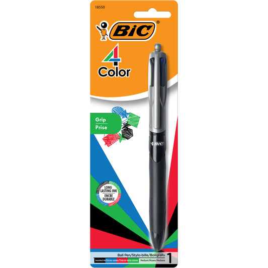 BIC 4-Colour Grip Ballpoint Pen - Retractable - 1.0 mm