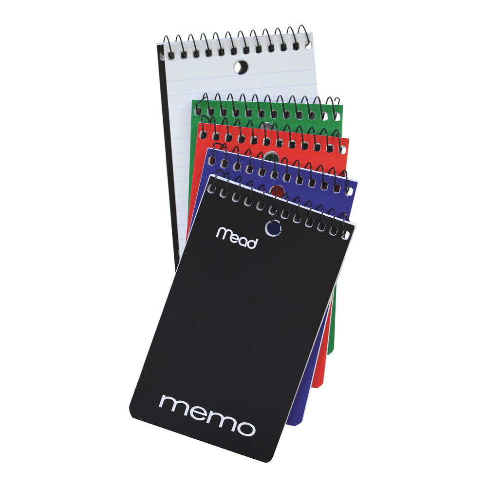 Hilroy Top Wire Bound Open End Memo Notebook - Ruled - 3" x 5" - 60 Sheets - Assorted Colours