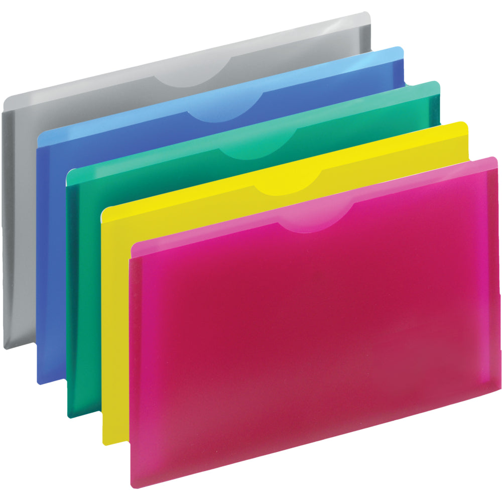 Staples 1" Expandable File Jackets - Legal Size - Assorted Colours - 5 Pack