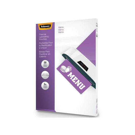 Pochettes brillantes Fellowes - Menu - 3 mil - paquet de 50