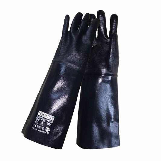Forcefield 18" Neoprene Gauntlet Cotton Lined Chemical Resistant Gloves - Size 9