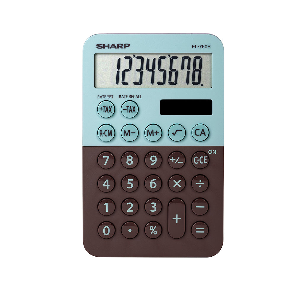 Calculatrice Sharp EL760RBMT Twin Power XL à 8 chiffres - Menthe
