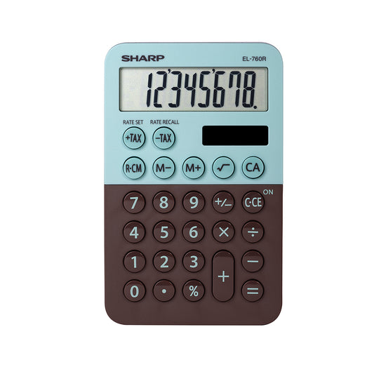 Calculatrice Sharp EL760RBMT Twin Power XL à 8 chiffres - Menthe