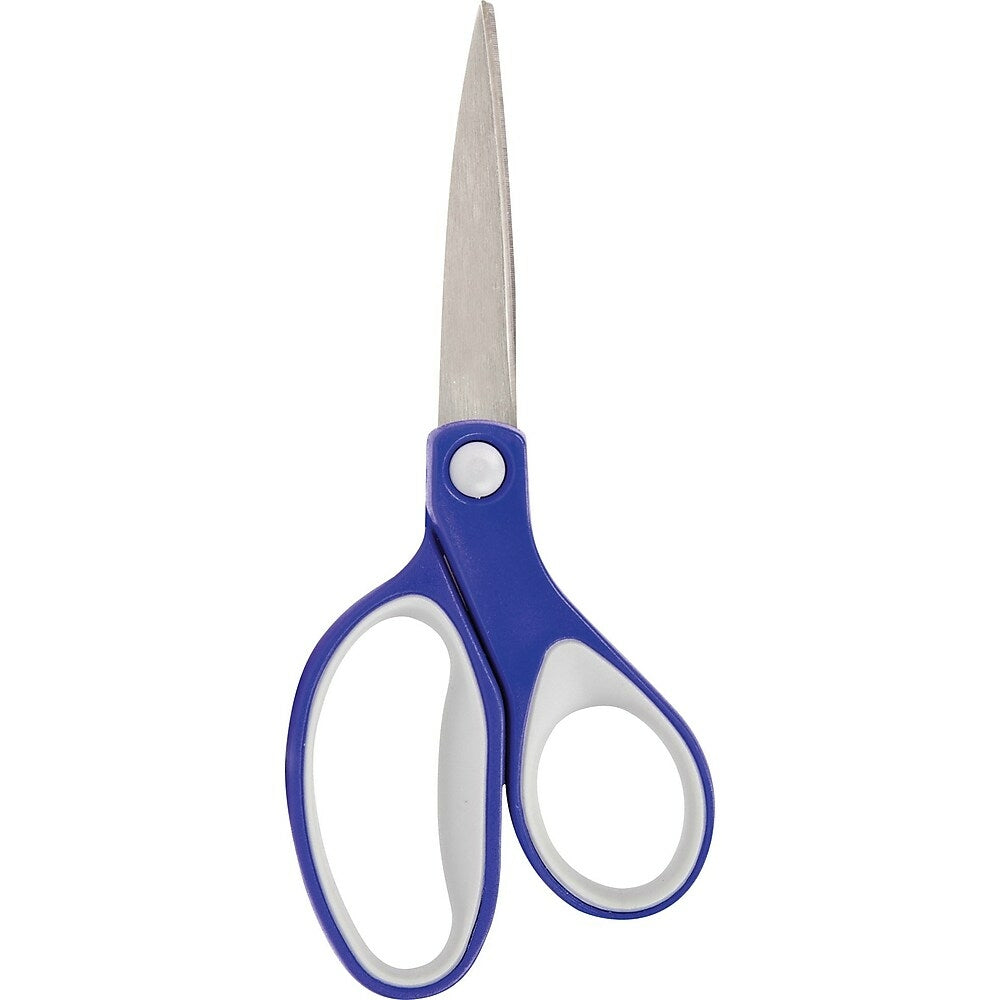 Ciseaux Westcott KleenEarth droits à manche souple 7" (18 cm), bleus