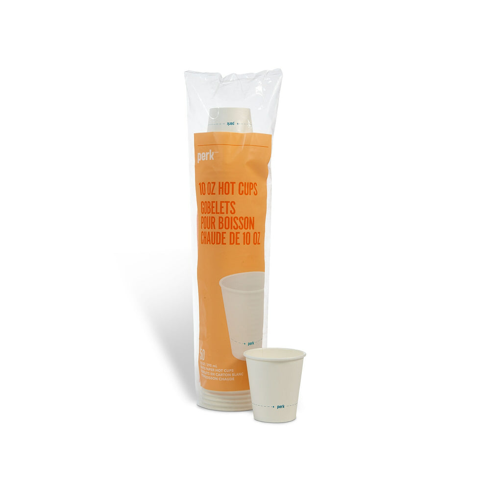 Gobelets en papier Perk pour boissons chaudes – 283 ml – Blanc – Paquet de 50