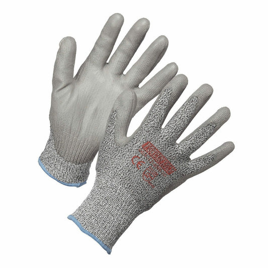 Gants Forcefield niveau 5 en HPPE résistants aux coupures avec paumes enduites de polyuréthane - Gris poivre et sel - Taille XXL