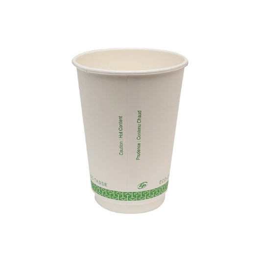 Eco-Packaging Compostable Double Wall Hot Cups - 16oz - 500 Pack