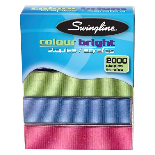 Agrafes Swingline 1/4" couleur vive, paquet de 2 000