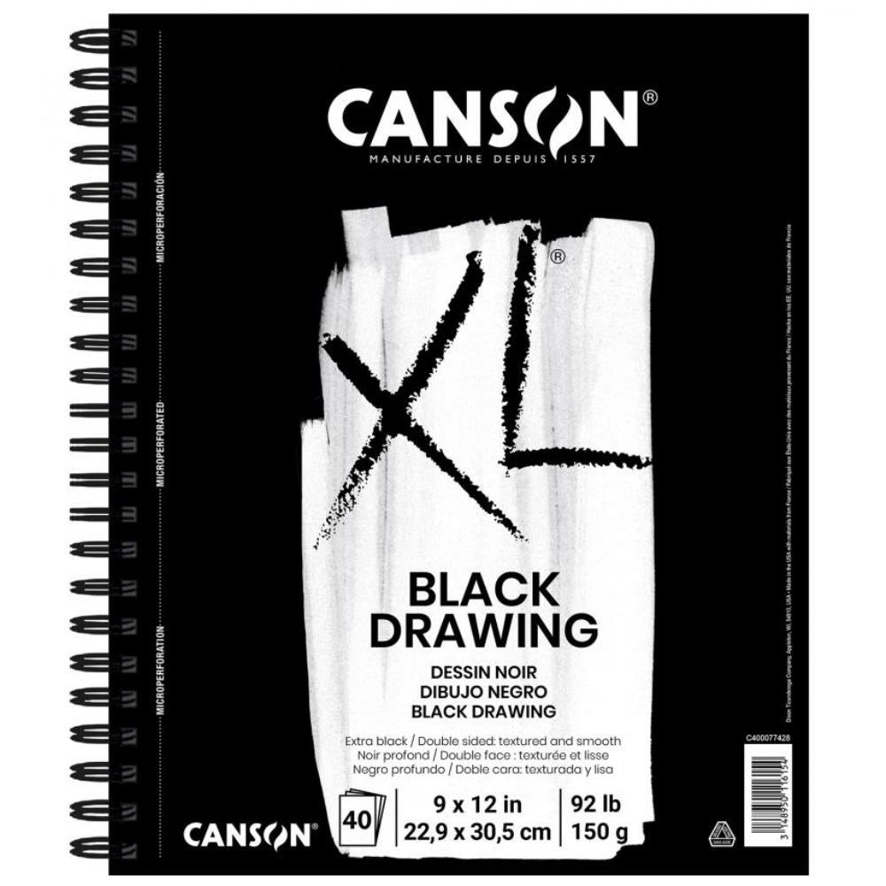 Canson XL Black Drawing Pad, 9" x 12", 40 sheets