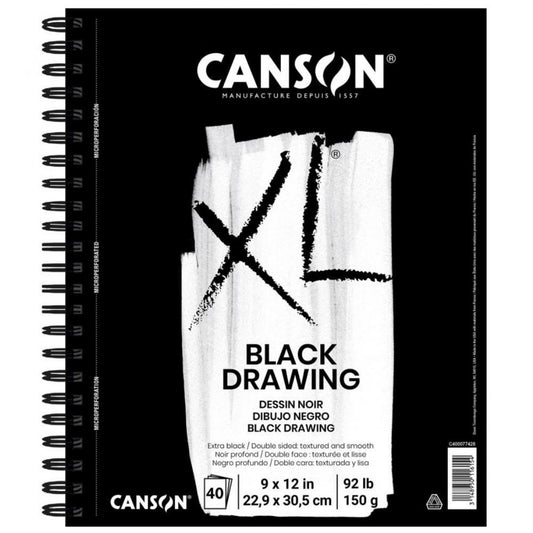 Canson XL Black Drawing Pad, 9" x 12", 40 sheets
