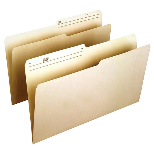 Chemises Staples en papier manille 50 % recyclé, demi-coupe – Format légal – Paquet de 100