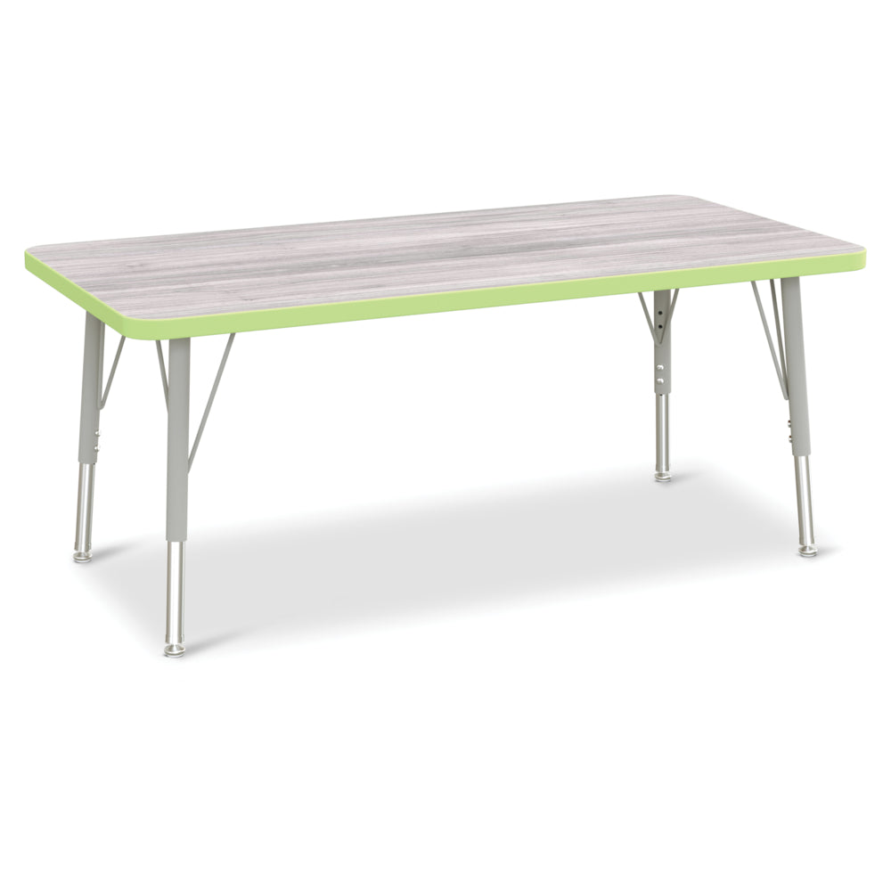 Table d'activités rectangulaire Jonti-Craft Berries - 24" x 48" - 15-24"H - Gris bois flotté/citron vert